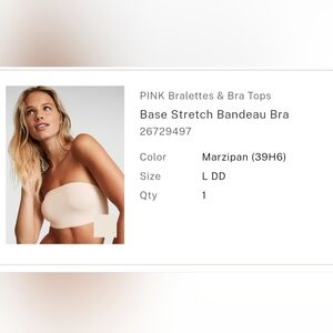 NWT Victora Secret Love Cloud Strapless Bra, LARGE-Base St Bandeau in beigM
